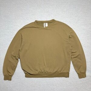 H&M Divided Mens Sweatshirt Large Olive Green Relaxed Fit Crew Neck Basic Fleece